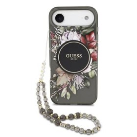 Zadní kryt Guess IML Flowers Strap MagSafe pro Apple iPhone Air, černá