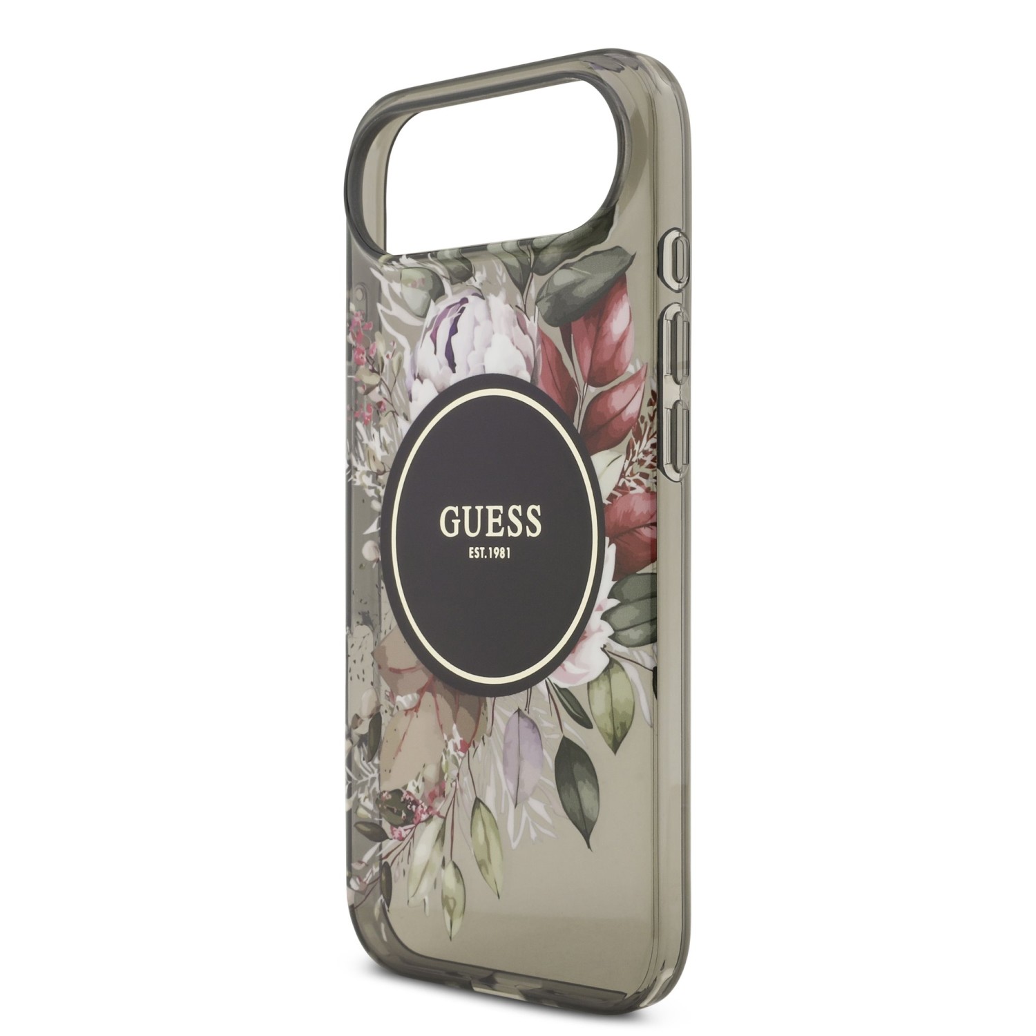 Guess IML Flowers Strap MagSafe Zadní Kryt pro iPhone Air Black