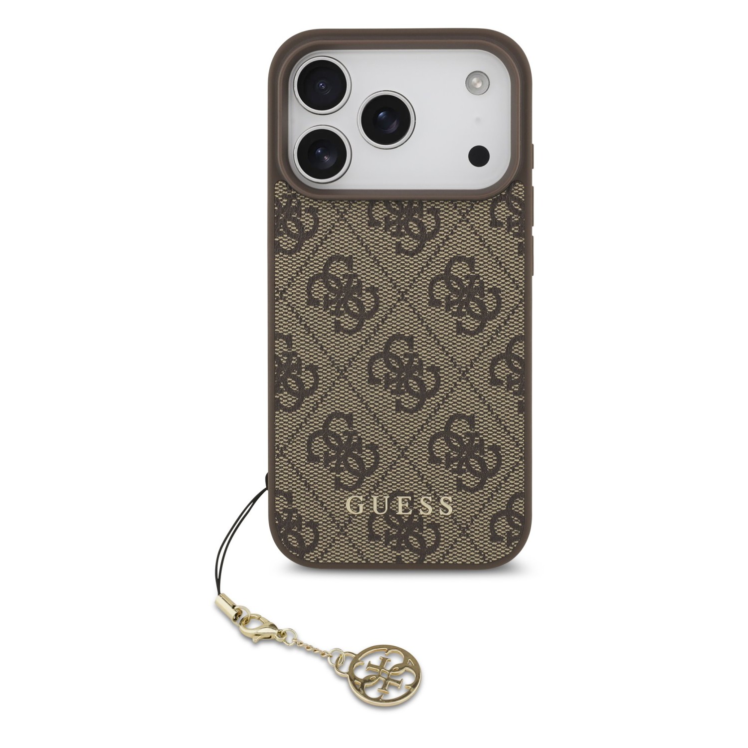 Guess 4G Charm Zadní Kryt pro iPhone 17 Pro Tone on Tone Brown