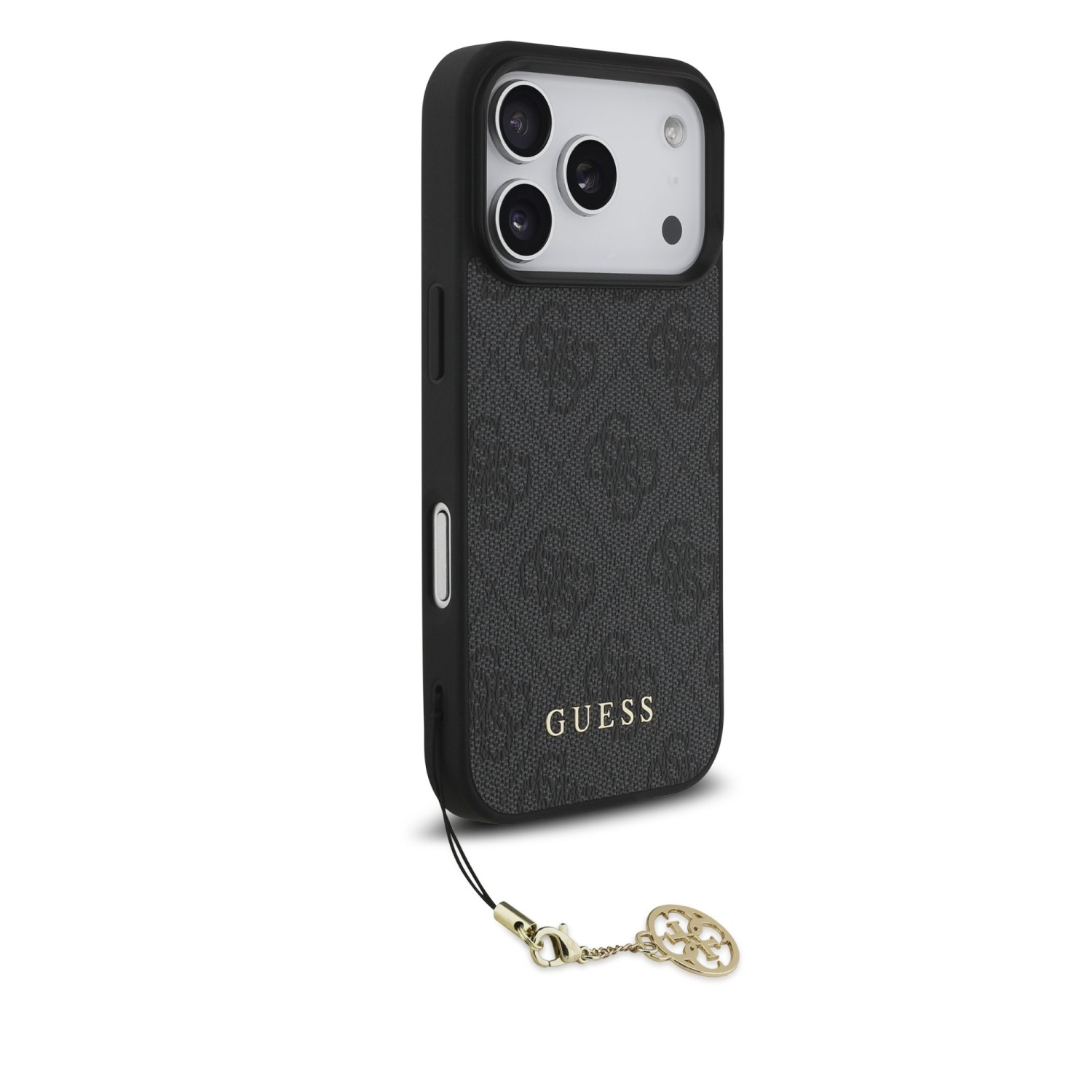 Guess 4G Charm Zadní Kryt pro iPhone 17 Pro Tone on Tone Grey