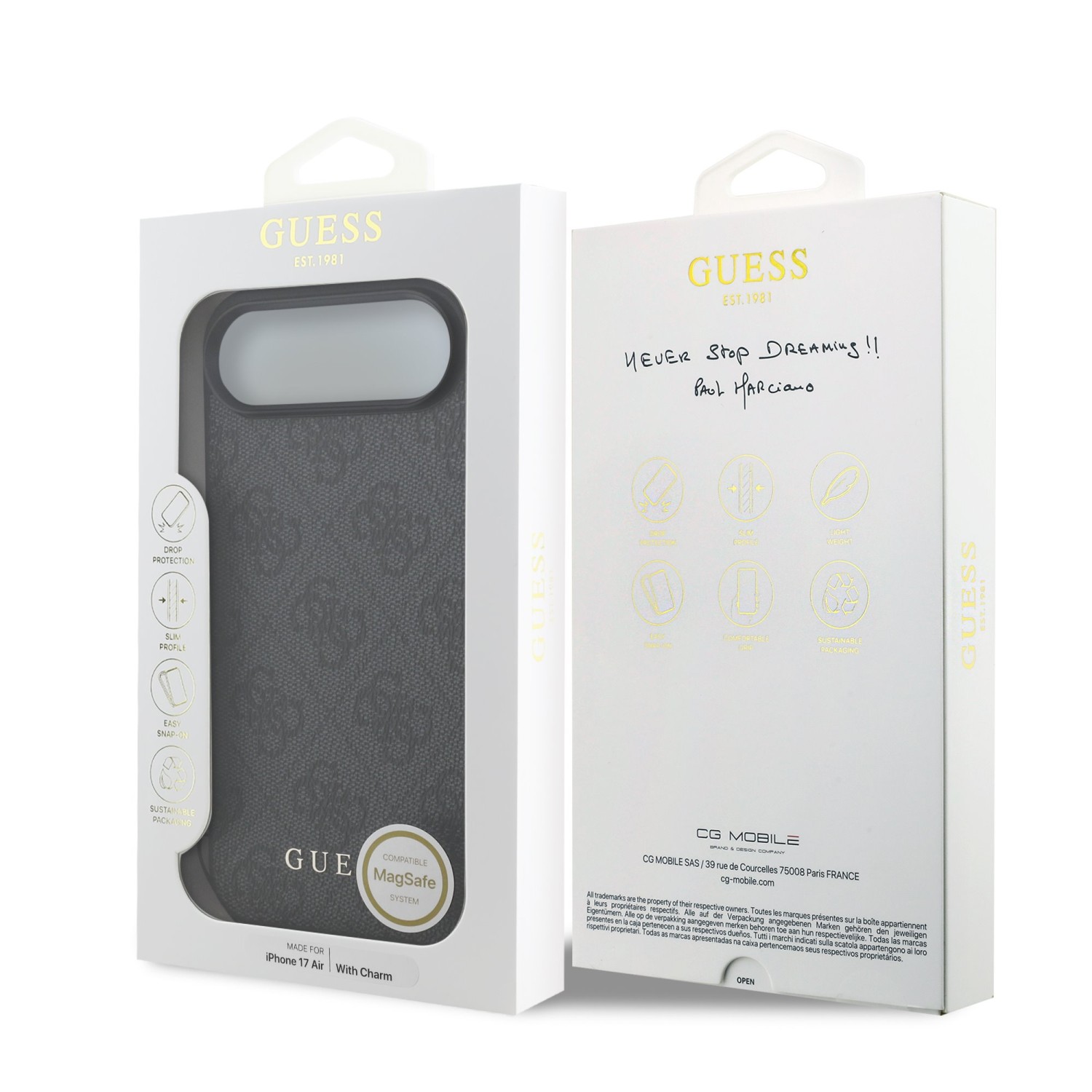 Guess 4G Charm Zadní Kryt pro iPhone Air Tone on Tone Grey