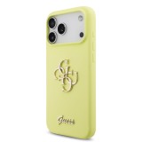 Guess Liquid Silicone 4G Metal Logo Zadní Kryt pro iPhone 17 Pro Max Yellow