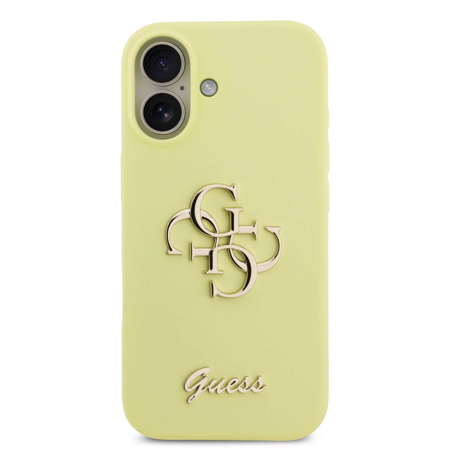 Guess Liquid Silicone 4G Metal Logo Zadní Kryt pro iPhone 17 Yellow