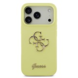 Guess Liquid Silicone 4G Metal Logo Zadní Kryt pro iPhone 17 Pro Yellow