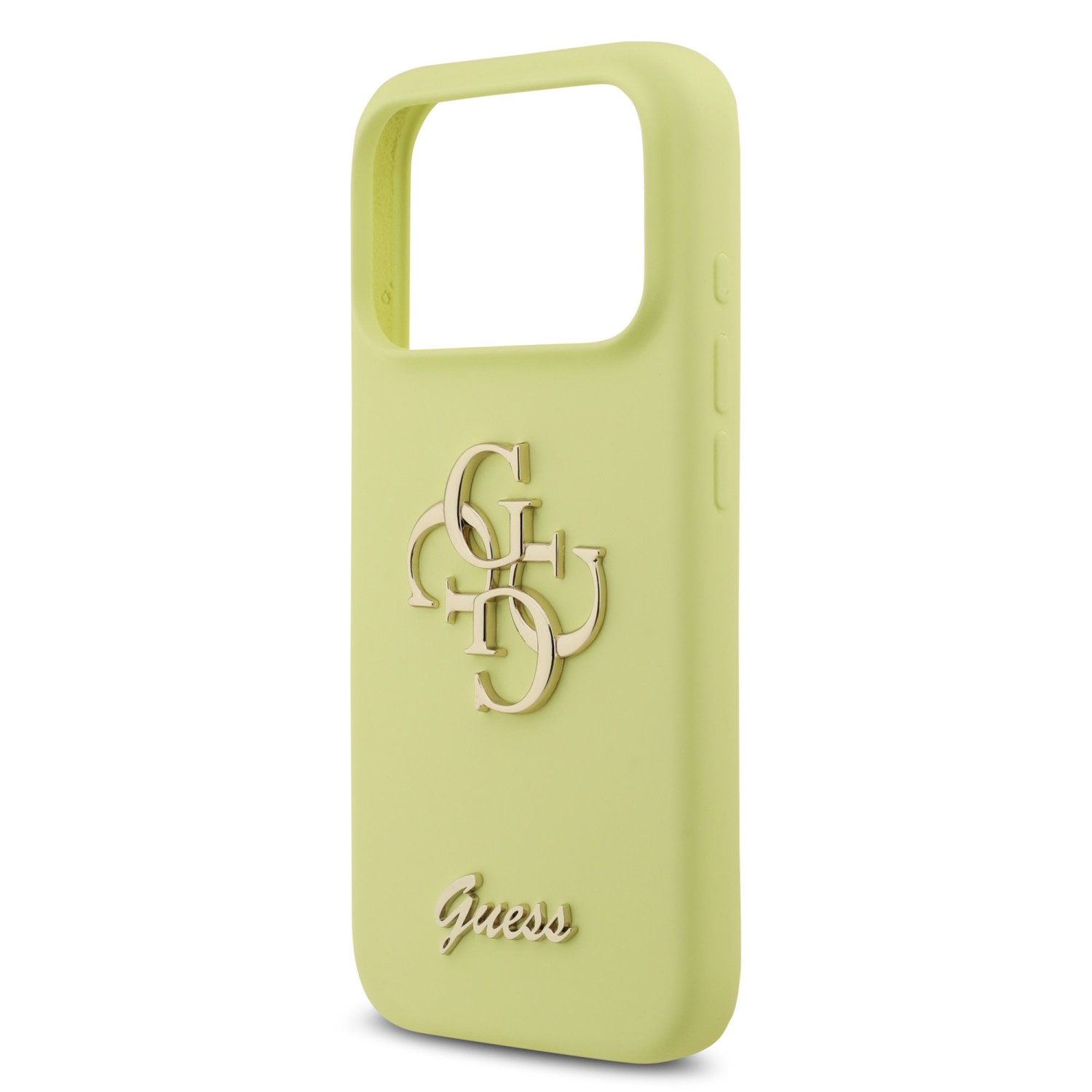Guess Liquid Silicone 4G Metal Logo Zadní Kryt pro iPhone 17 Pro Yellow