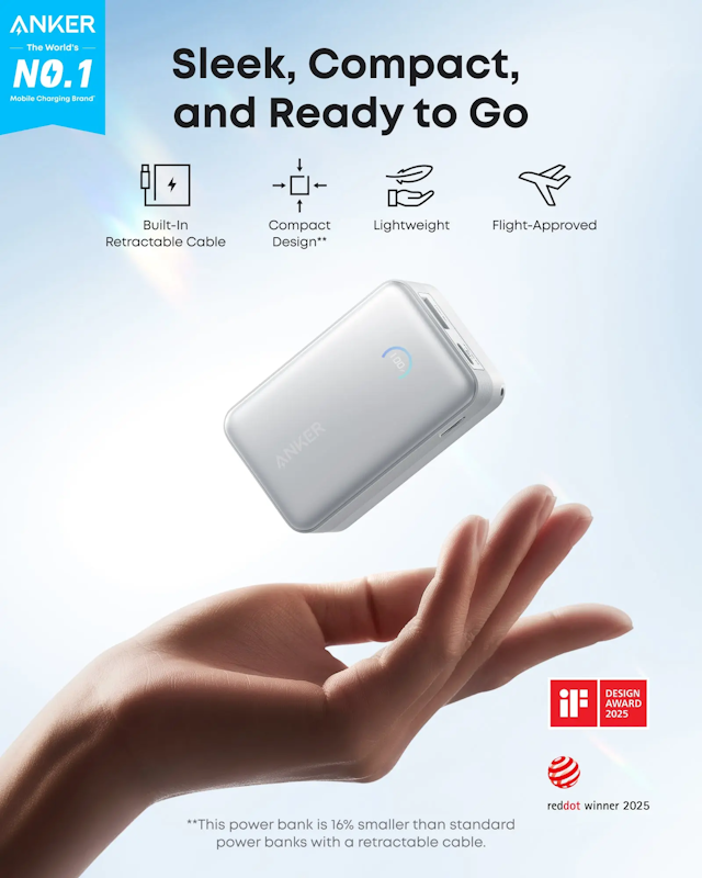 Anker Nano 10000mAh, 45W powerbanka s kabelem USB-C bílá