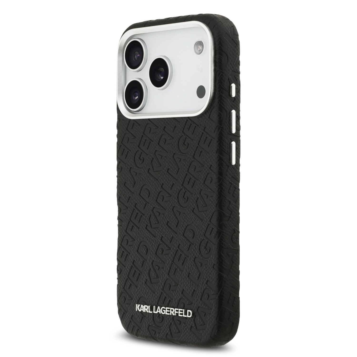 Karl Lagerfeld Grained PU Repeated Logo MagSafe Zadní Kryt pro iPhone 17 Pro Black