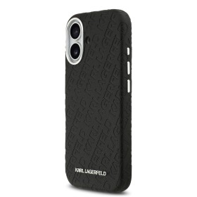 Zadní kryt Karl Lagerfeld Grained PU Repeated Logo MagSafe pro Apple iPhone 17, černá