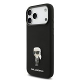 Karl Lagerfeld Liquid Silicone Metal Ikonik Zadní Kryt pro iPhone 17 Pro Max Black