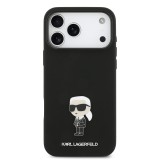 Karl Lagerfeld Liquid Silicone Metal Ikonik Zadní Kryt pro iPhone 17 Pro Max Black