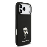 Karl Lagerfeld Liquid Silicone Metal Ikonik Zadní Kryt pro iPhone 17 Pro Max Black