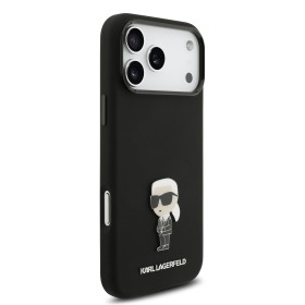 Zadní kryt Karl Lagerfeld Liquid Silicone Metal Ikonik pro Apple iPhone 17 Pro Max, černá
