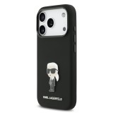Karl Lagerfeld Liquid Silicone Metal Ikonik Zadní Kryt pro iPhone 17 Pro Black