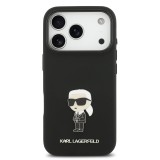 Karl Lagerfeld Liquid Silicone Metal Ikonik Zadní Kryt pro iPhone 17 Pro Black