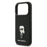 Karl Lagerfeld Liquid Silicone Metal Ikonik Zadní Kryt pro iPhone 17 Pro Black