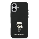 Karl Lagerfeld Liquid Silicone Metal Ikonik Zadní Kryt pro iPhone 17 Black