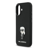 Karl Lagerfeld Liquid Silicone Metal Ikonik Zadní Kryt pro iPhone 17 Black