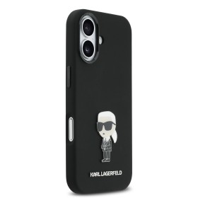 Zadní kryt Karl Lagerfeld Liquid Silicone Metal Ikonik pro Apple iPhone 17, černá
