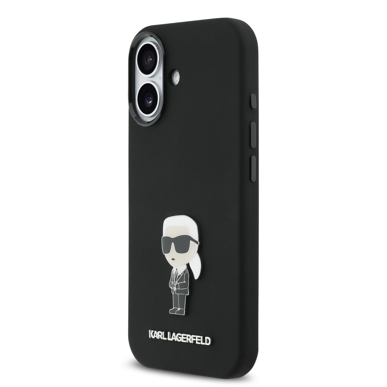 Karl Lagerfeld Liquid Silicone Metal Ikonik Zadní Kryt pro iPhone 17 Black