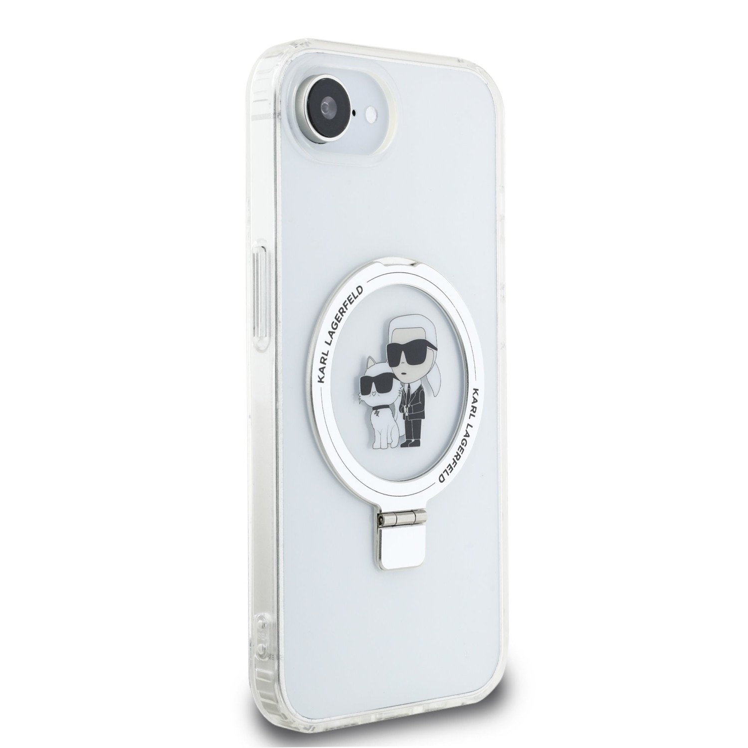 Karl Lagerfeld Ringstand Karl and Choupette MagSafe Zadní Kryt pro iPhone 16e White