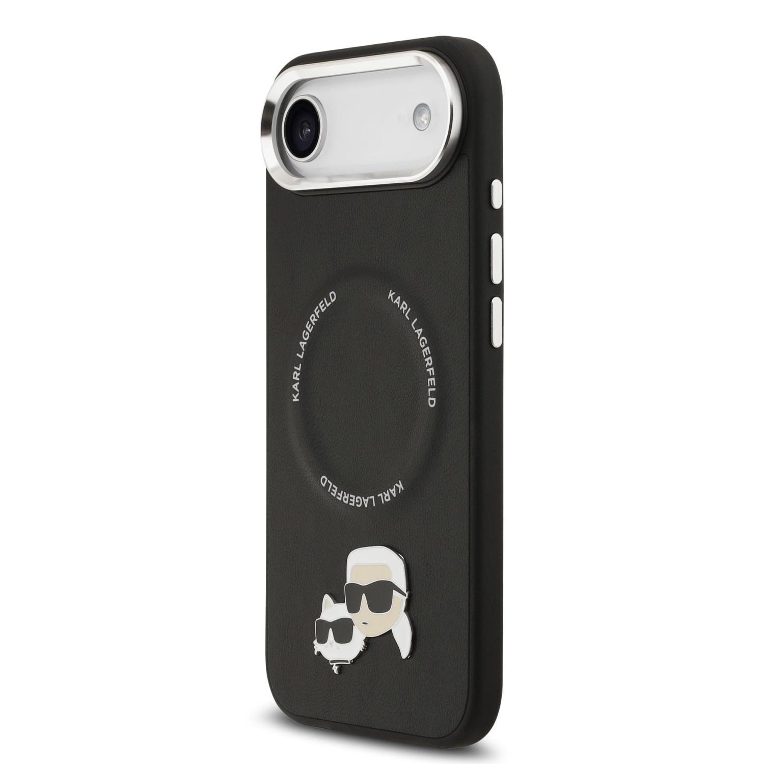 Karl Lagerfeld PU Karl and Choupette Heads Pins MagSafe Zadní Kryt pro iPhone Air Black
