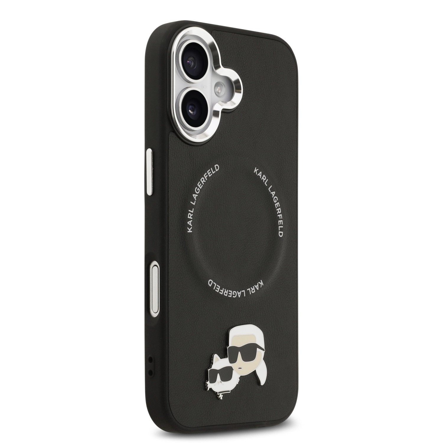 Karl Lagerfeld PU Karl and Choupette Heads Pins MagSafe Zadní Kryt pro iPhone 17 Black