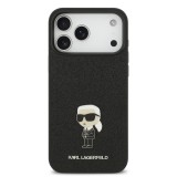 Karl Lagerfeld Fixed Glitter Metal Ikonik Zadní Kryt pro iPhone 17 Pro Max Black