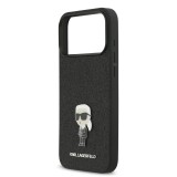 Karl Lagerfeld Fixed Glitter Metal Ikonik Zadní Kryt pro iPhone 17 Pro Max Black