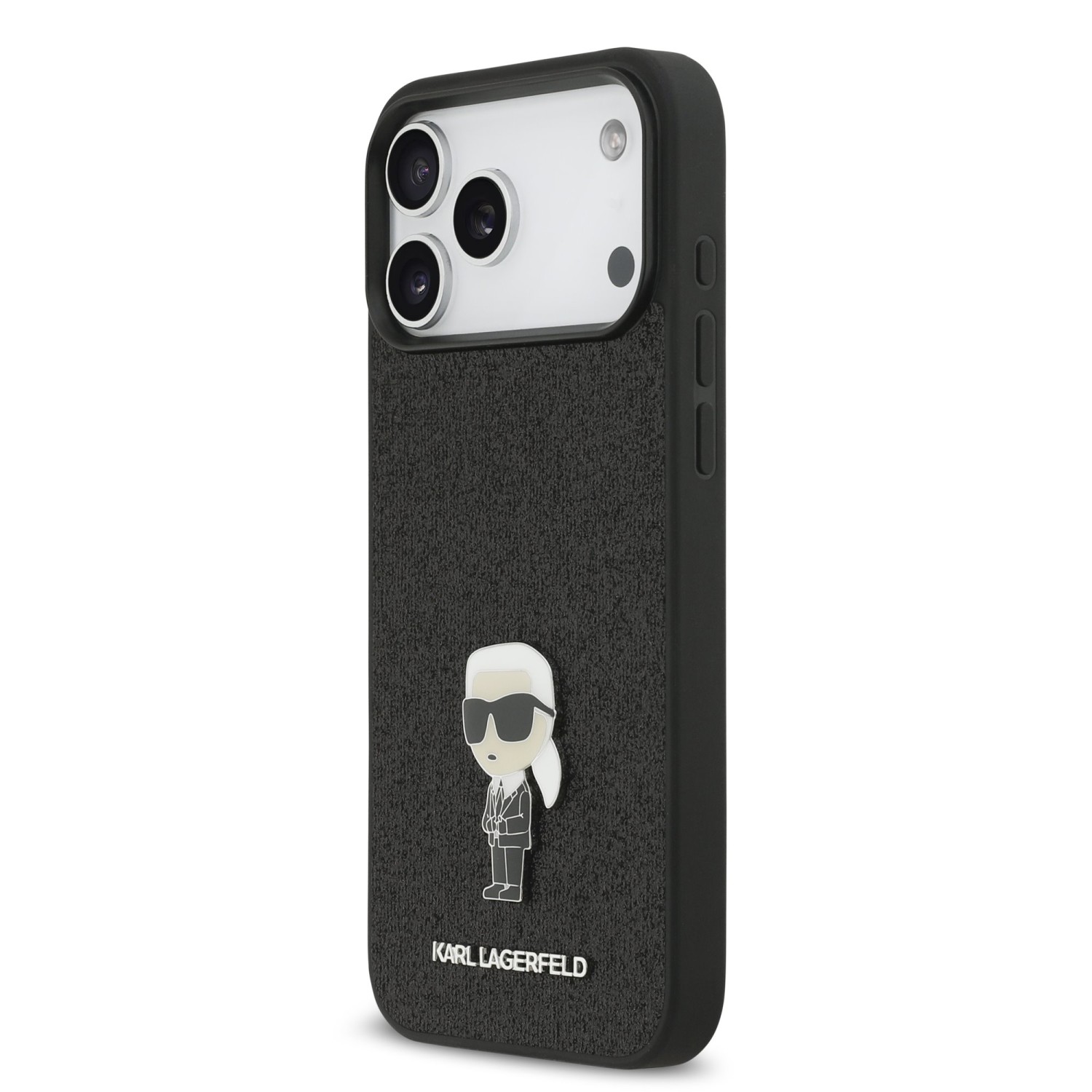 Karl Lagerfeld Fixed Glitter Metal Ikonik Zadní Kryt pro iPhone 17 Pro Max Black