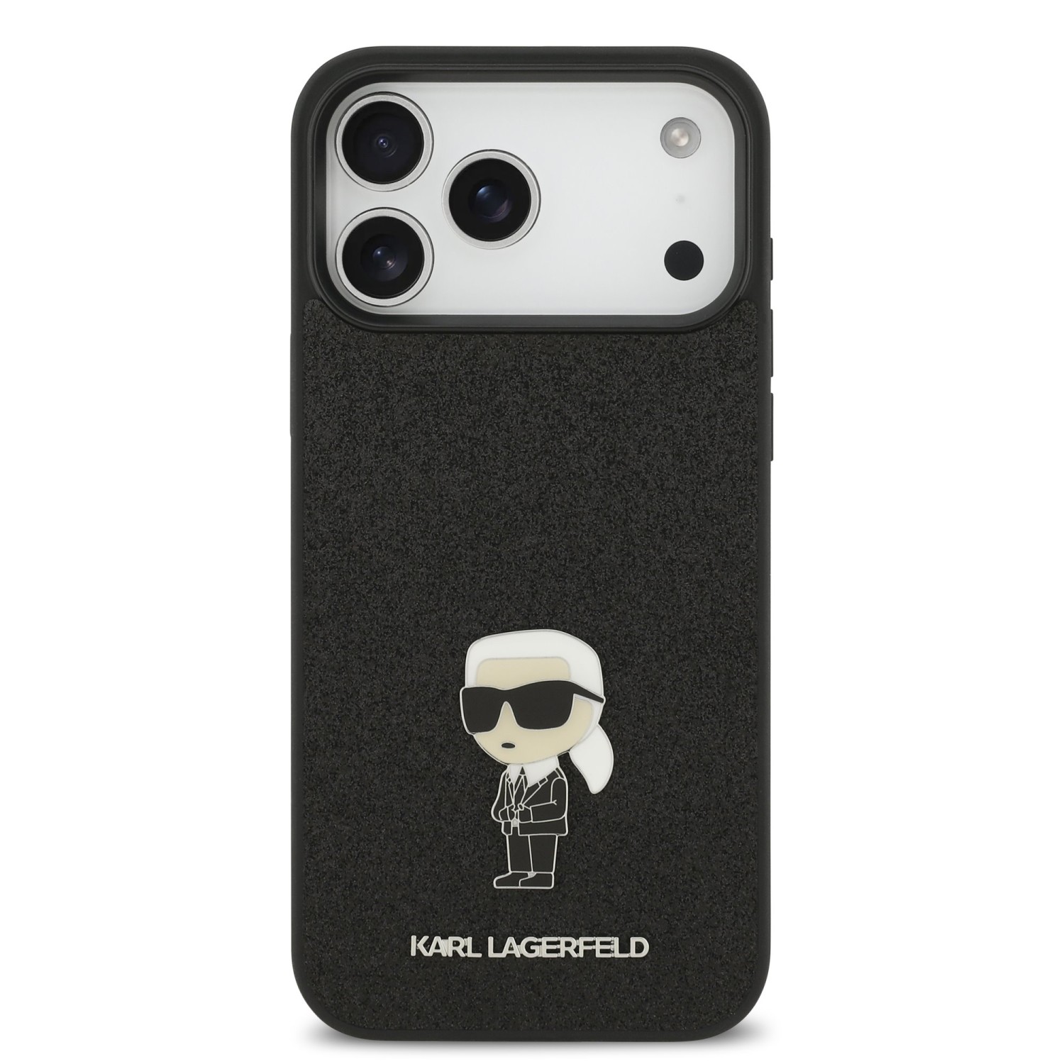 Karl Lagerfeld Fixed Glitter Metal Ikonik Zadní Kryt pro iPhone 17 Pro Max Black