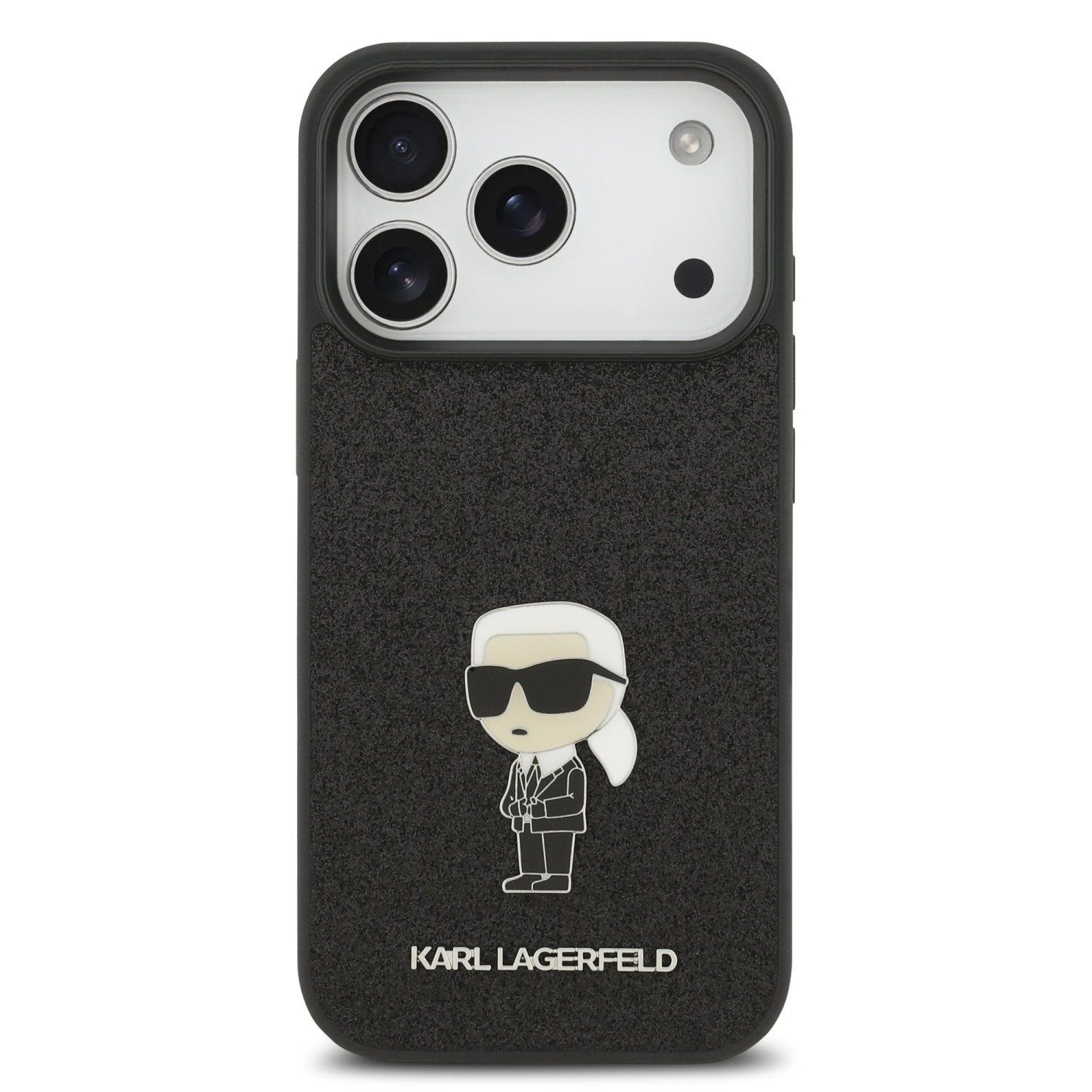 Karl Lagerfeld Fixed Glitter Metal Ikonik Zadní Kryt pro iPhone 17 Pro Black