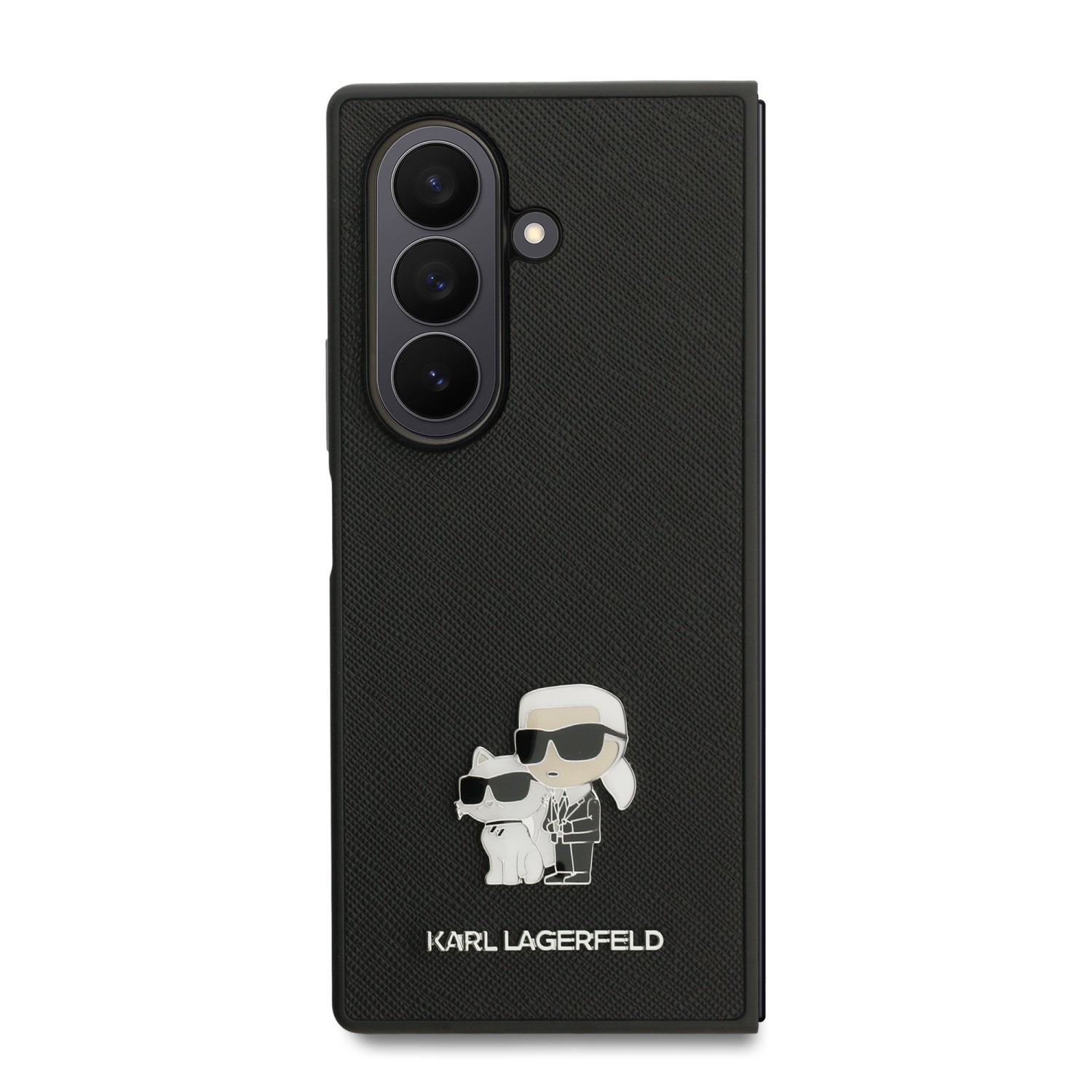 Karl Lagerfeld PU Saffiano Karl and Choupette Zadní Kryt pro Samsung Galaxy Z Fold 7 Black
