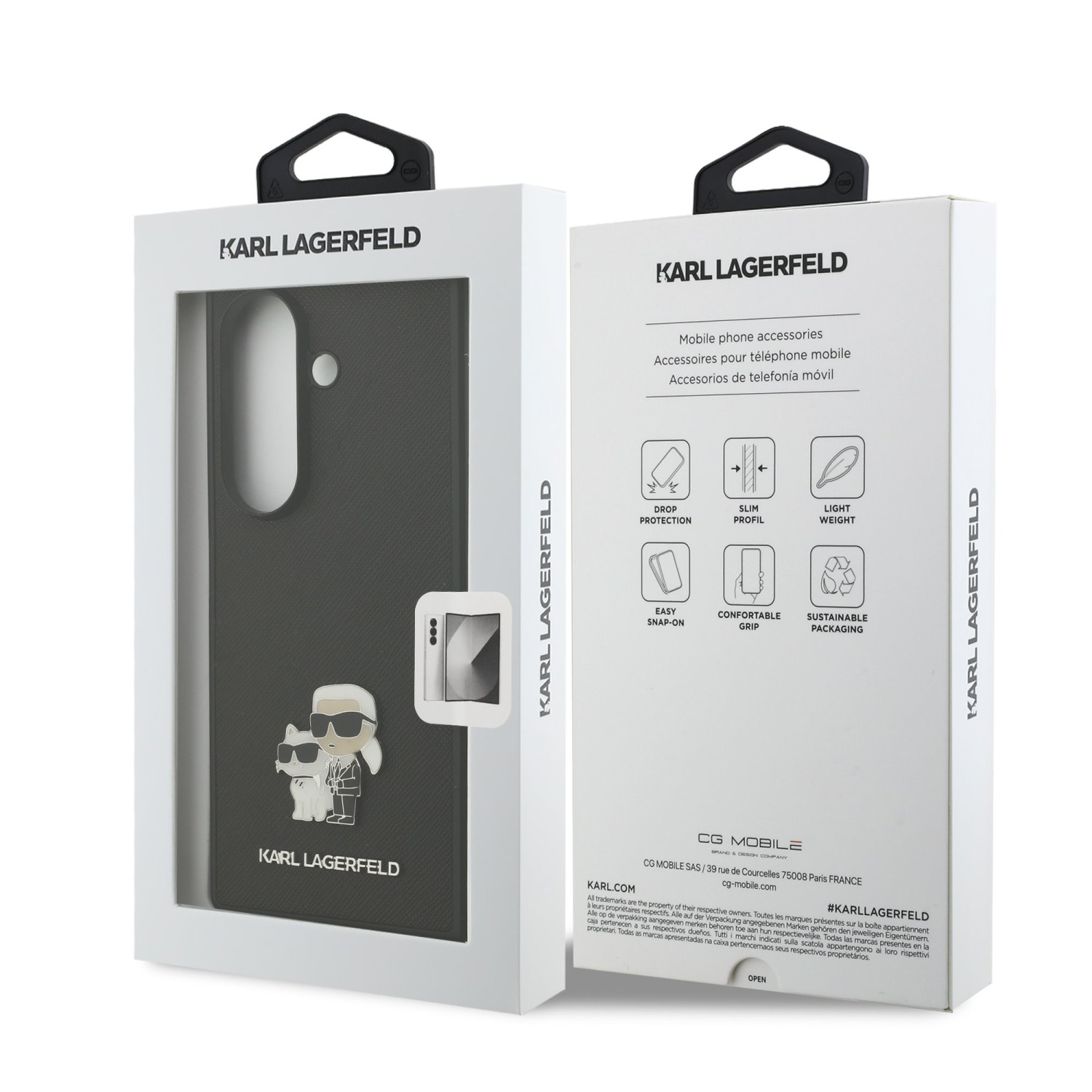 Karl Lagerfeld PU Saffiano Karl and Choupette Zadní Kryt pro Samsung Galaxy Z Fold 7 Black