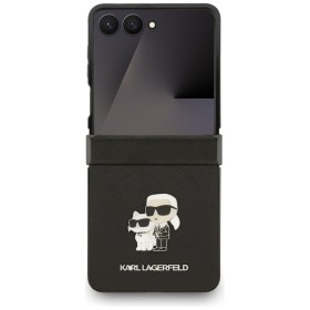 Zadní kryt Karl Lagerfeld PU Saffiano Karl and Choupette pro Samsung Galaxy Z Flip7, černá