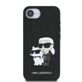 Karl Lagerfeld PU Saffiano Karl and Choupette Zadní Kryt pro iPhone 16e Black