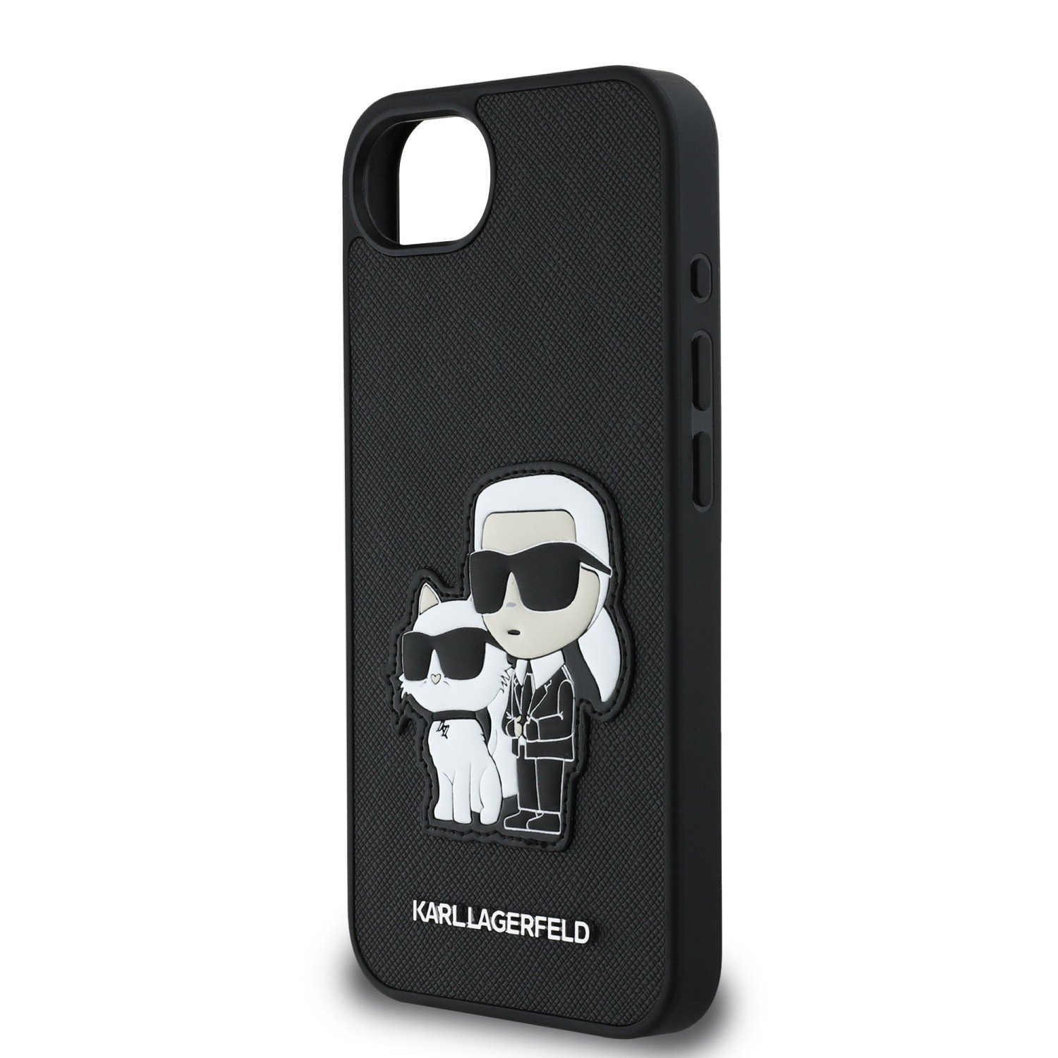 Karl Lagerfeld PU Saffiano Karl and Choupette Zadní Kryt pro iPhone 16e Black