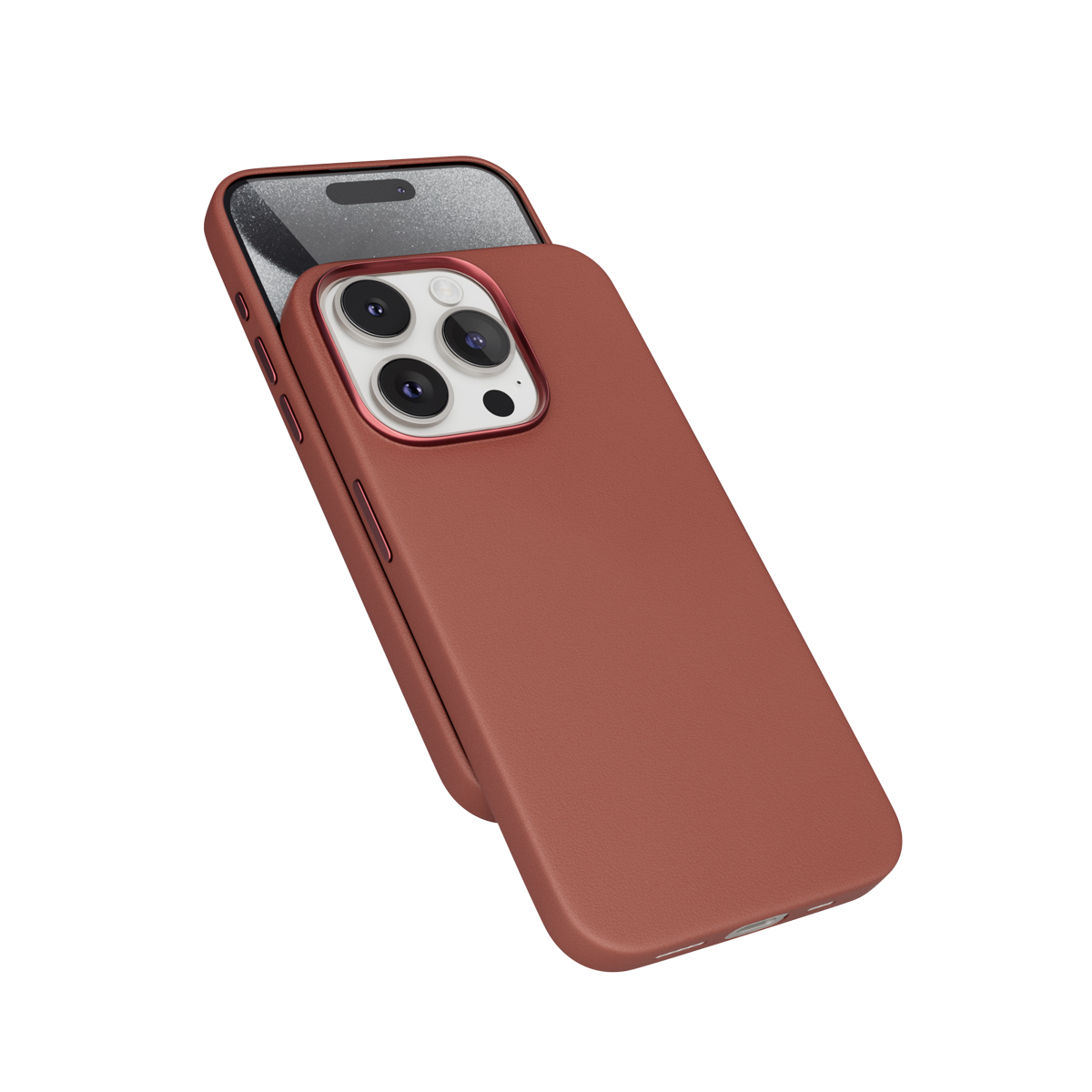 Zadní kožený kryt Epico Mag+pro Apple iPhone 15 Pro, hnědá