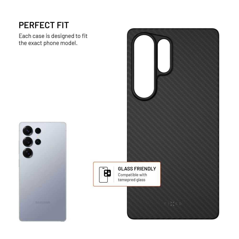 Aramidový zadní kryt FIXED MagVelar s podporou Magsafe pro Samsung Galaxy S25 Ultra, černý