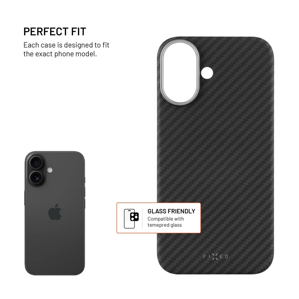 Aramidový zadní kryt FIXED MagVelar s podporou MagSafe pro Apple iPhone 17, černý