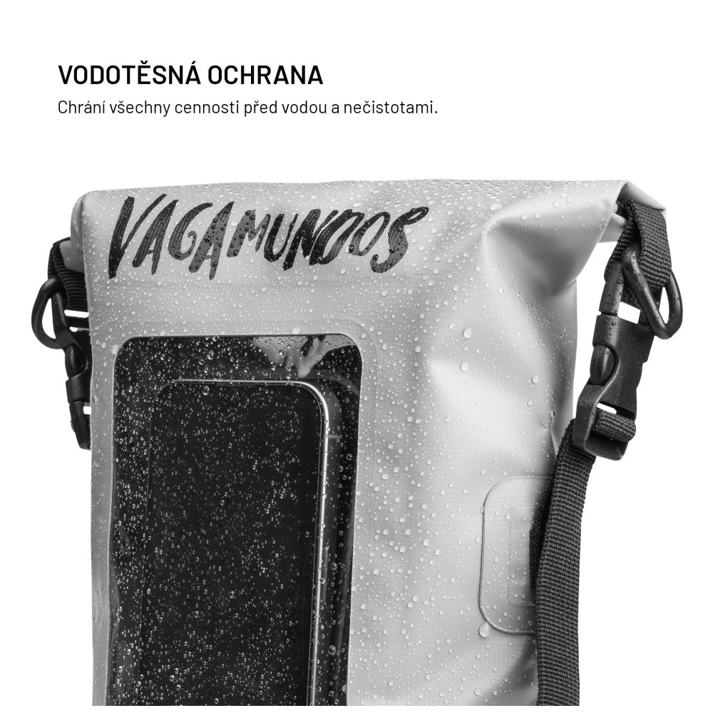 Voděodolný vak FIXED Float Bag s kapsou pro mobilní telefon 3L Vandrácký Speciál, šedý