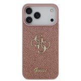 Guess PU Fixed Glitter 4G Metal Logo Zadní Kryt pro iPhone 17 Pro Max Pink