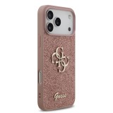 Guess PU Fixed Glitter 4G Metal Logo Zadní Kryt pro iPhone 17 Pro Max Pink
