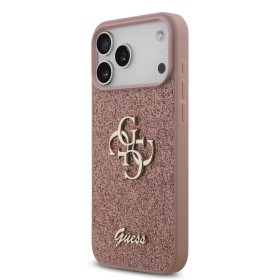 Zadní kryt Guess PU Fixed Glitter 4G Metal Logo pro Apple iPhone 17 Pro Max, růžová