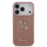 Guess PU Fixed Glitter 4G Metal Logo Zadní Kryt pro iPhone 17 Pro Pink