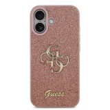 Guess PU Fixed Glitter 4G Metal Logo Zadní Kryt pro iPhone 17 Pink