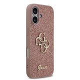 Guess PU Fixed Glitter 4G Metal Logo Zadní Kryt pro iPhone 17 Pink