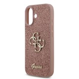 Guess PU Fixed Glitter 4G Metal Logo Zadní Kryt pro iPhone 17 Pink