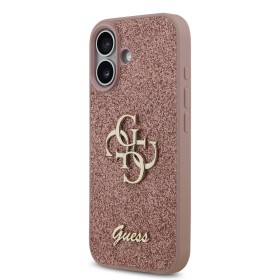 Zadní kryt Guess PU Fixed Glitter 4G Metal Logo pro Apple iPhone 17, růžová