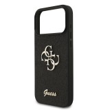Guess PU Fixed Glitter 4G Metal Logo Zadní Kryt pro iPhone 17 Pro Max Black