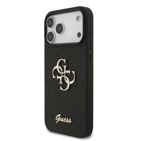 Zadní kryt Guess PU Fixed Glitter 4G Metal Logo pro Apple iPhone 17 Pro Max, černá
